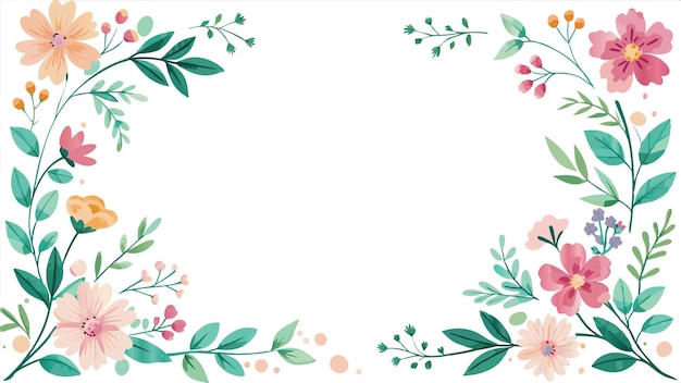 une bordure florale avec des fleurs roses et des feuilles vertes