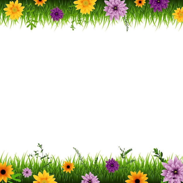 Bordure D'herbe Et De Fleurs