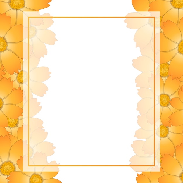 Bordure Jaune Orange De Carte De Fleur De Cosmos