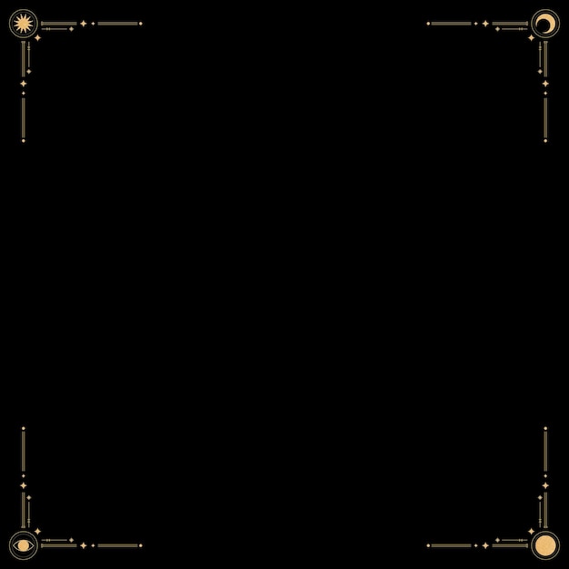 Bordure de lune et de soleil d'or sur un vecteur de fond noir