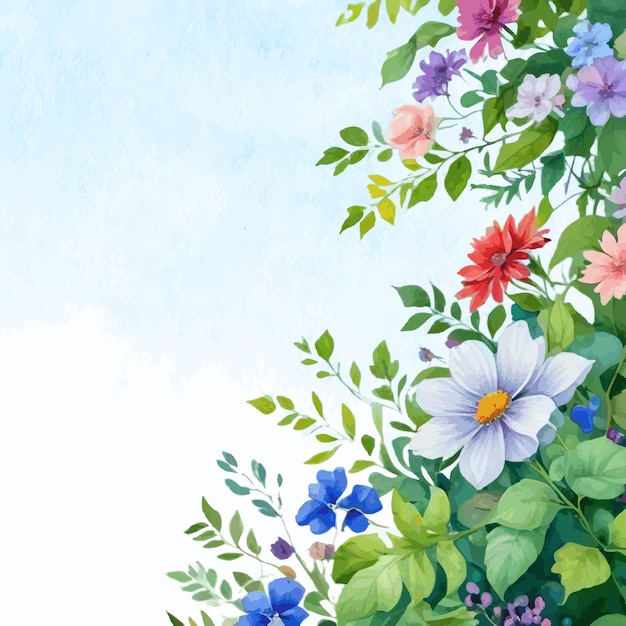 Vecteur bordure naturelle à l'aquarelle avec un thème floral