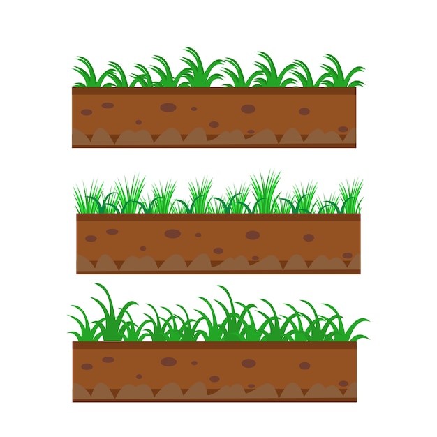 Vecteur bordure de terre et d'herbe