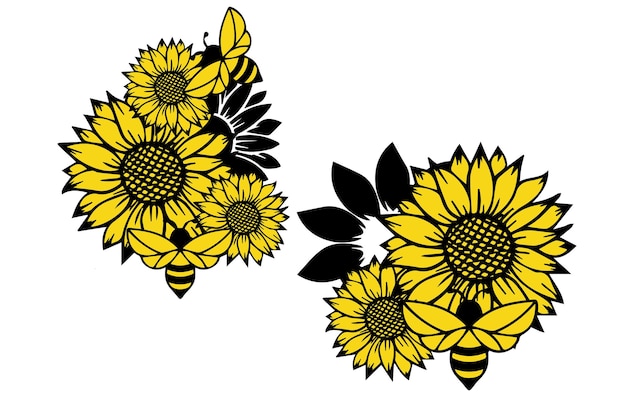 bordure de tournesol aquarelle de vecteur