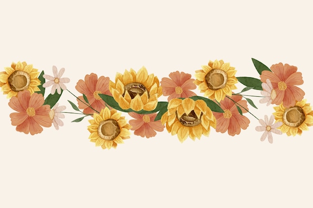 Bordure de tournesol aquarelle