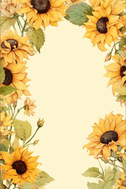 Vecteur bordure de tournesol de style