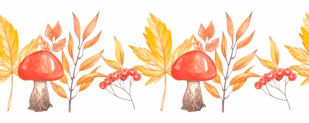 Bordure transparente d'automne aquarelle avec des feuilles. Illustration de haute qualité