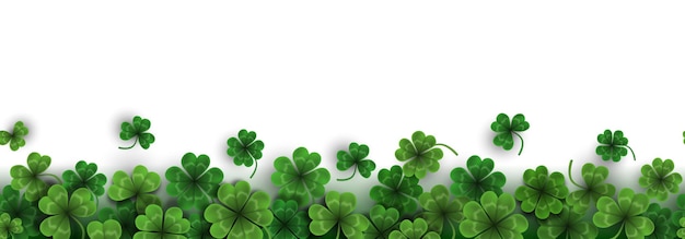 Bordure transparente avec feuilles de trèfle Bannière transparente Saint Patrick avec trèfle