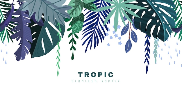 Bordure Tropicale Sans Soudure Art Vectoriel Dessiné à La Main