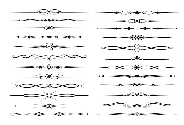 Bordures de cadre et diviseurs de texte vecteur monochrome