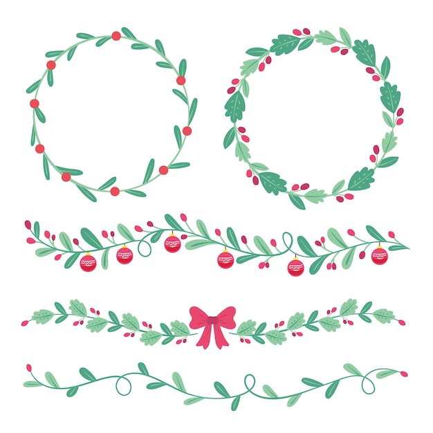 Bordures et cadres de Noël dessinés à la main