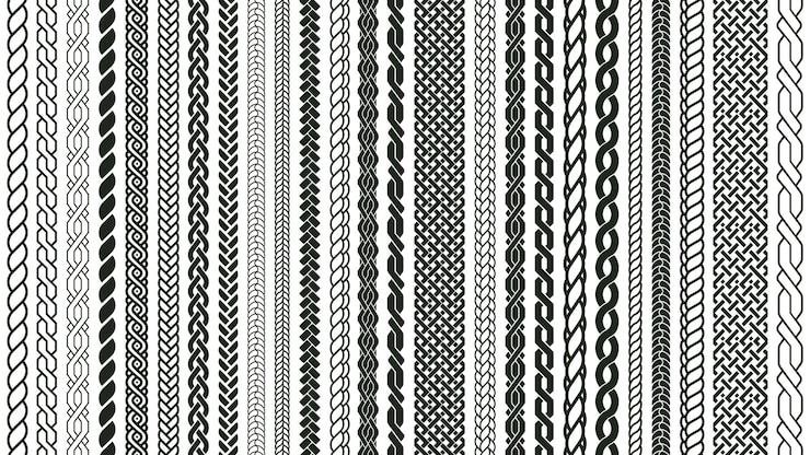 Vecteur bordures sans couture de tresse