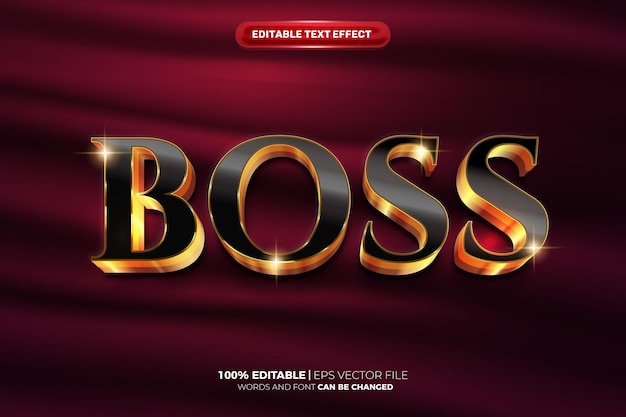 Boss Black Golden Luxe Seigneur 3d Effet De Texte Modifiable