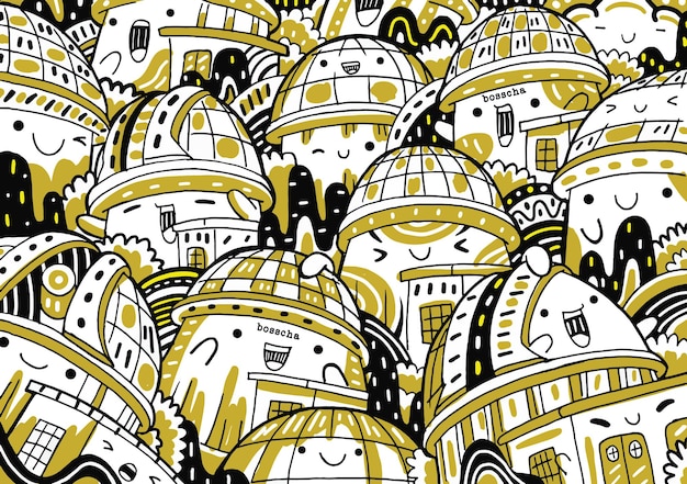 Bosscha doodle dans un style design plat