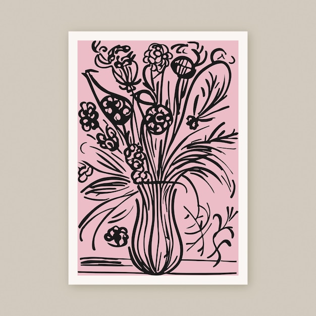 Botanical Collection Vector Art Fleurs dans un vase Bouquet de fleurs Art imprimable