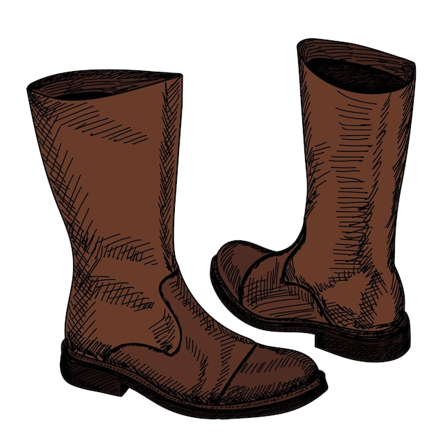 Bottes Marron Sur Fond Noir Blanc