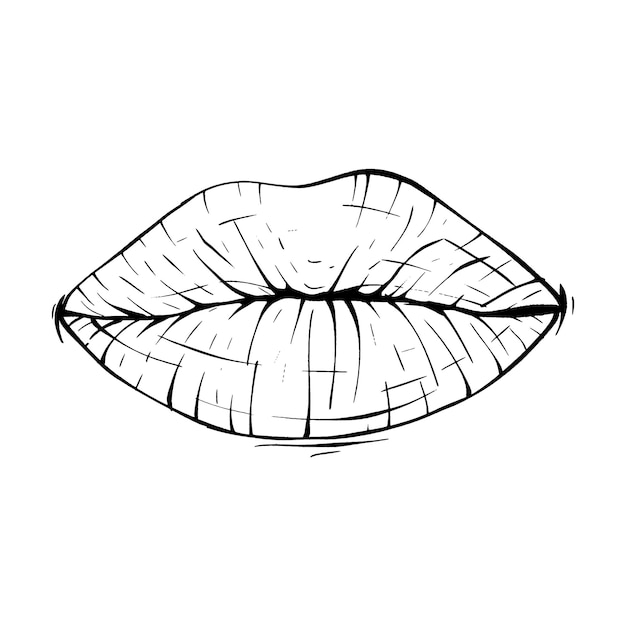Vecteur bouche lèvres croquis vector illustration dessin au trait