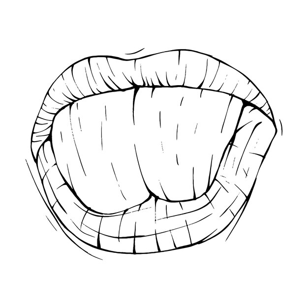 Bouche Lèvres Croquis Vector Illustration Dessin Au Trait