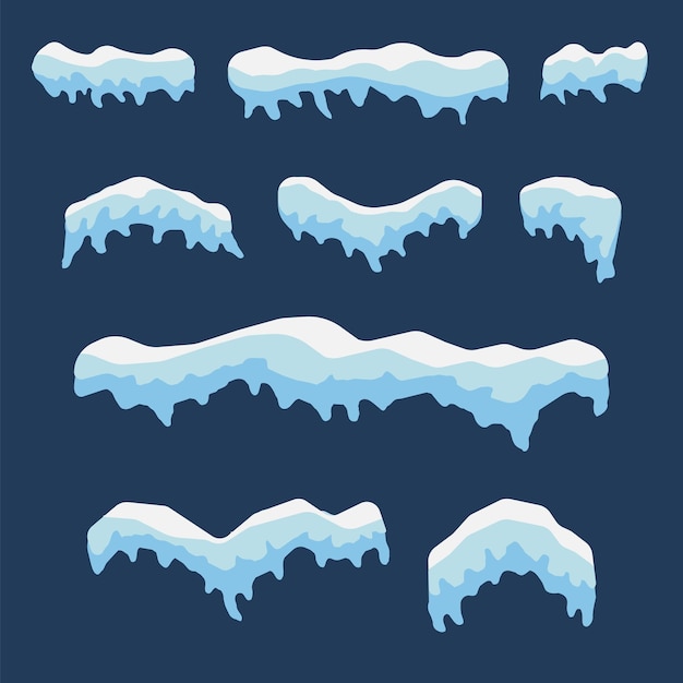 Bouchons De Neige Isolés Sur Fond Bleu Illustration Vectorielle