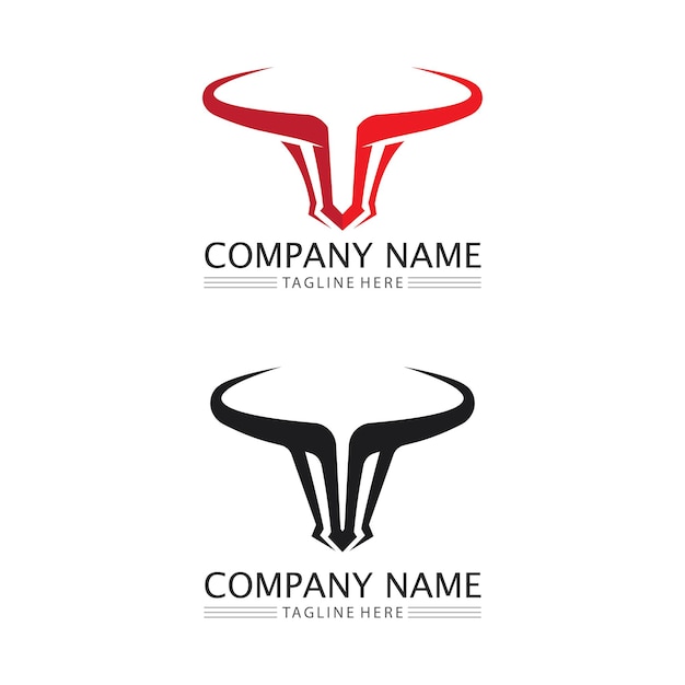 Bouclier abstrait taureau logo corne insignes logo icône