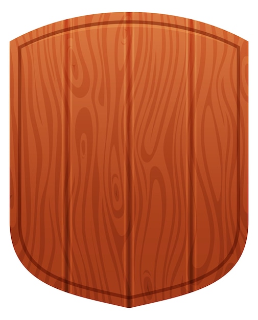 Bouclier en contreplaqué Modèle de bannière de planche de bois traditionnel isolé sur fond blanc