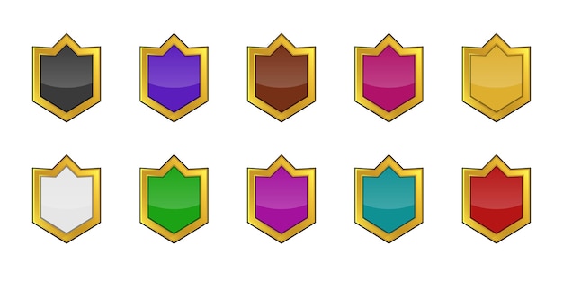 Bouclier doré du jeu de classement Emblème de bouclier médiéval pour la place du logo