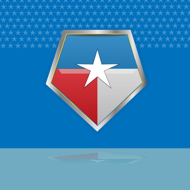 Vecteur bouclier avec le drapeau de l'état du texas sur fond bleu illustration