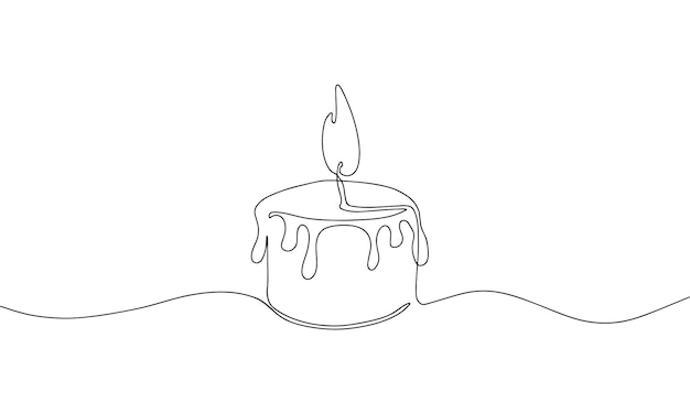 Bougie un dessin au trait continu Isolé sur fond blanc Style minimaliste vectoriel