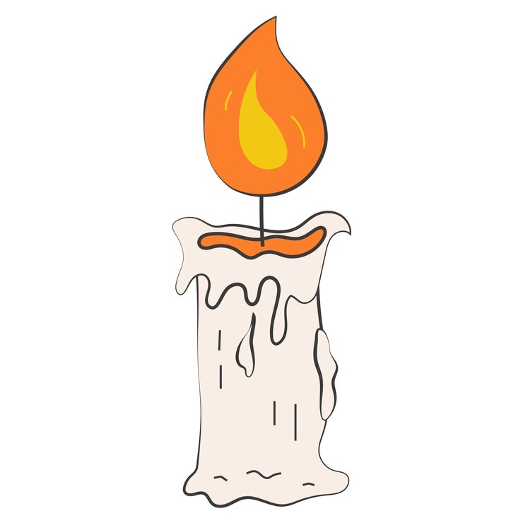 Bougie Halloween Joyeux Blanc Élément Graphique Illustration Dessiné Main