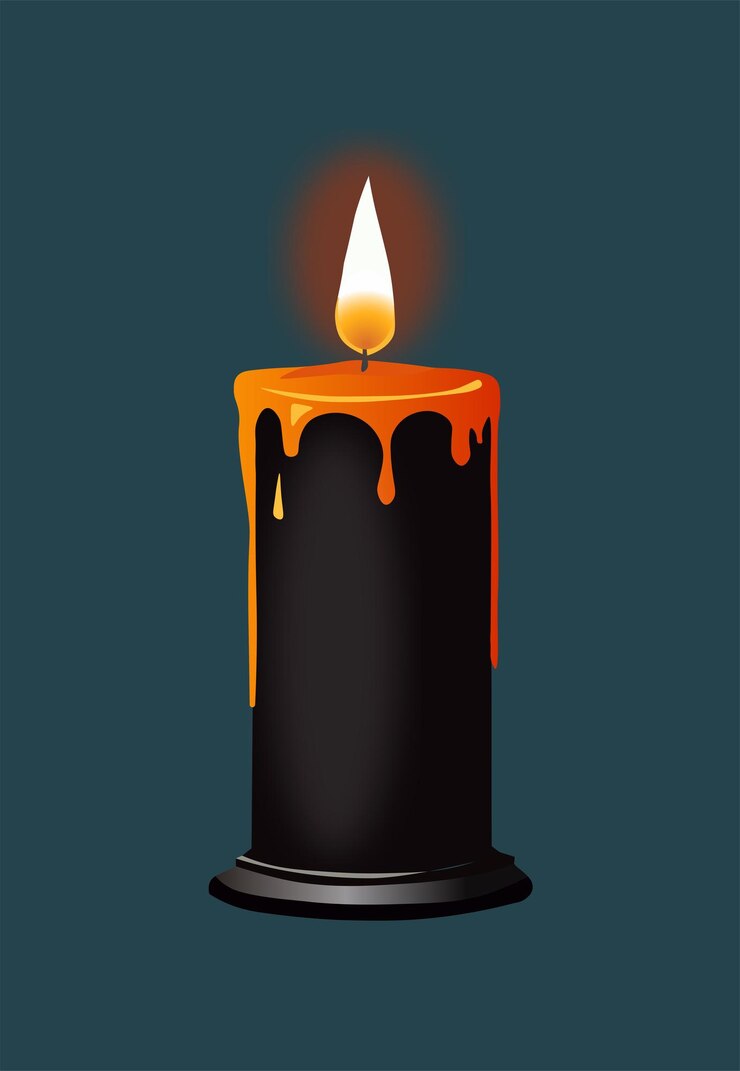 Vecteur la bougie noire d'halloween