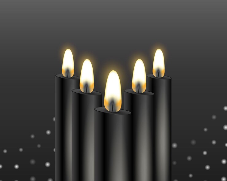 Vecteur bougies noires avec fond sombre