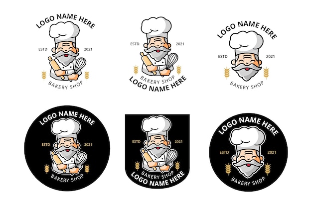 Vecteur boulangerie logo ou chef comme mascotte