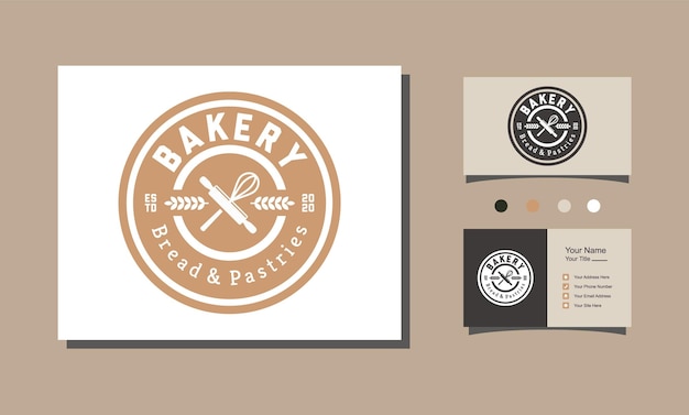 Boulangerie Pain Pâtisserie Gâteau Badge Cercle Logo Design Style Vintage Pour Café