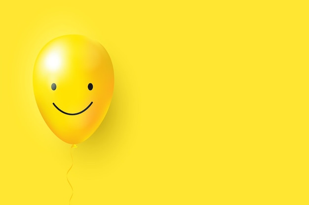 Vecteur boule 3d jaune avec un sourire joyeux de joie