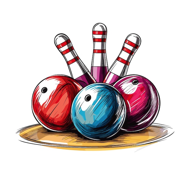 Boule De Bowling Et Quilles Vector Illustration