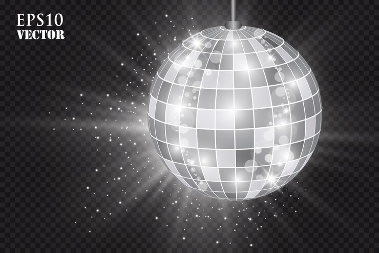 Boule disco argent abstrait.