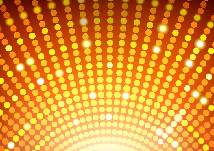 Vecteur boule disco orange jaune rougeoyante formée de points avec effet scintillant