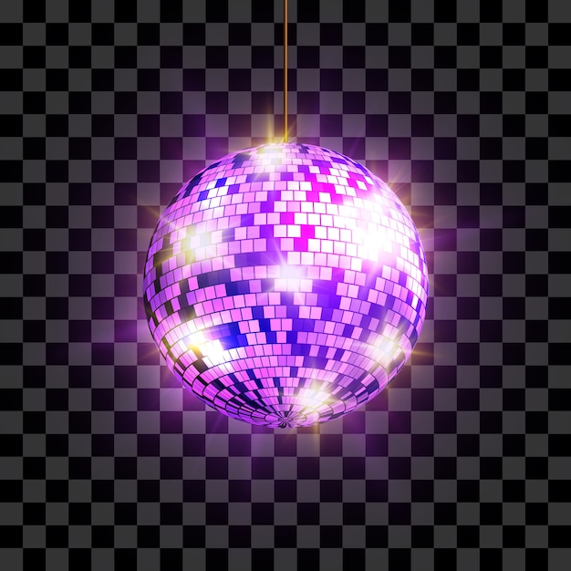 Vecteur boule disco avec rayons lumineux isolés sur fond transparent