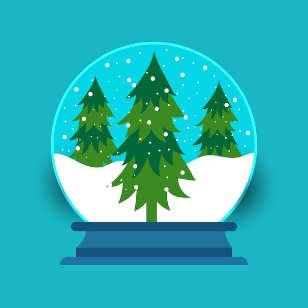 Boule à Neige Avec Arbre De Noël Vecteur Premium