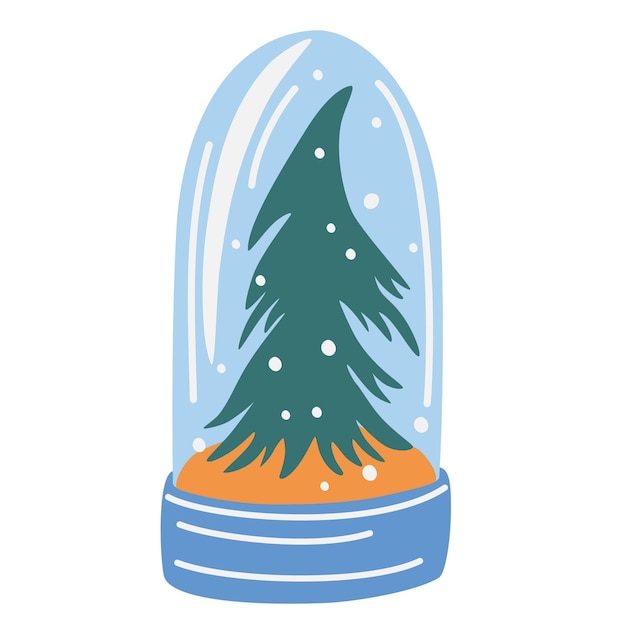 Boule à Neige En Cristal Avec Un Arbre De Noël à L'intérieur Boule De Verre Magique Pour Le Concept De Vacances De Noël D'hiver Icône De Boule à Neige Concept Icône De Dessin Dans Un Style Moderne Illustration Vectorielle