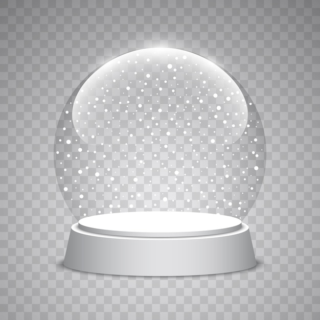 Vecteur boule à neige de noël sur fond transparent. sphère de verre. illustration.