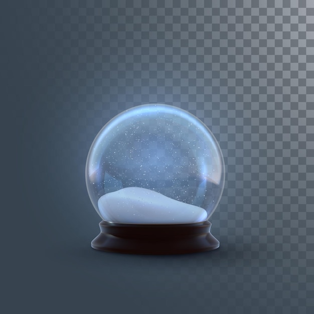 Boule à neige de Noël ou sphère de verre isolée sur fond transparent quadrillé