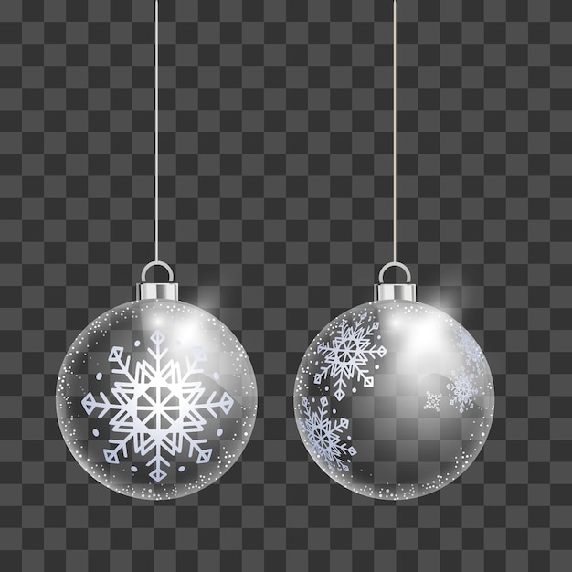 Boule de Noël en cristal réaliste vectorielle sur fond transparent