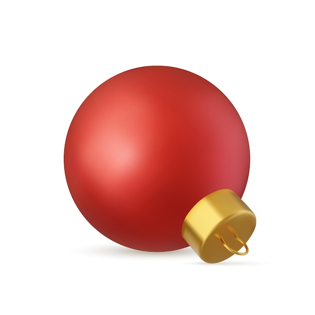 Boule De Noël Rouge 3d Isolée Sur Fond Blanc Décoration De Jouet De Nouvel An élément De Décoration De Vacances Rendu 3d Illustration Vectoriel