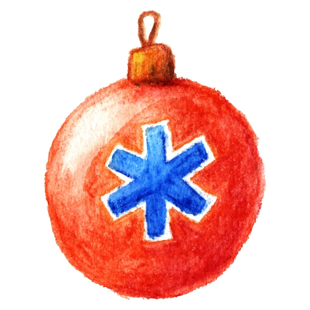 Boule De Noël Vintage Dessinée à L'aquarelle Avec Flocon De Neige