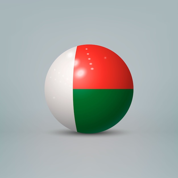 Boule en plastique brillant réaliste avec drapeau de Madagascar