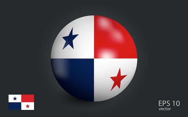 Vecteur boule réaliste avec drapeau de panama sphère avec une réflexion de la lumière incidente avec l'ombre
