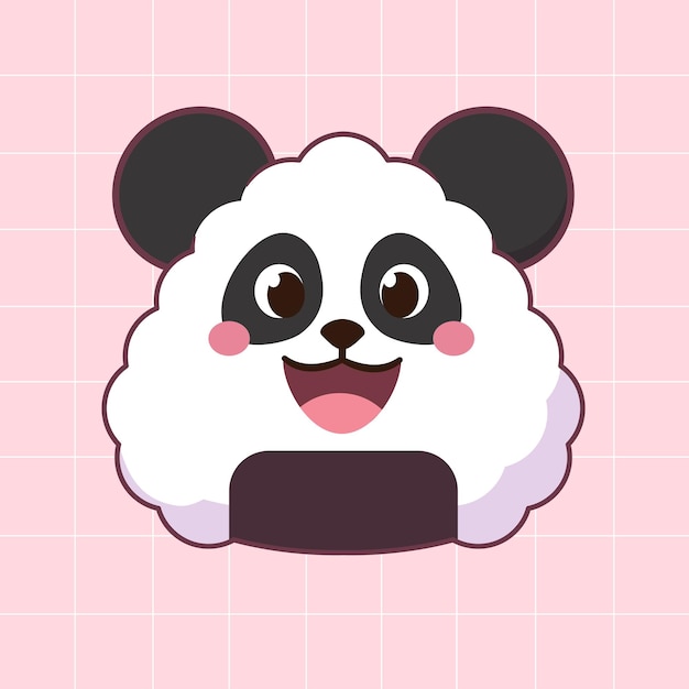 Boule de riz ours panda mignon avec expression kawaii