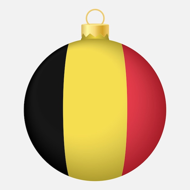 Vecteur boule de sapin de noël avec l'icône du drapeau belge pour les vacances de noël