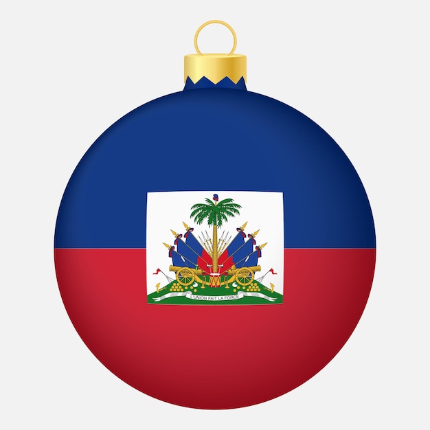 Vecteur boule de sapin de noël avec l'icône du drapeau d'haïti pour les vacances de noël