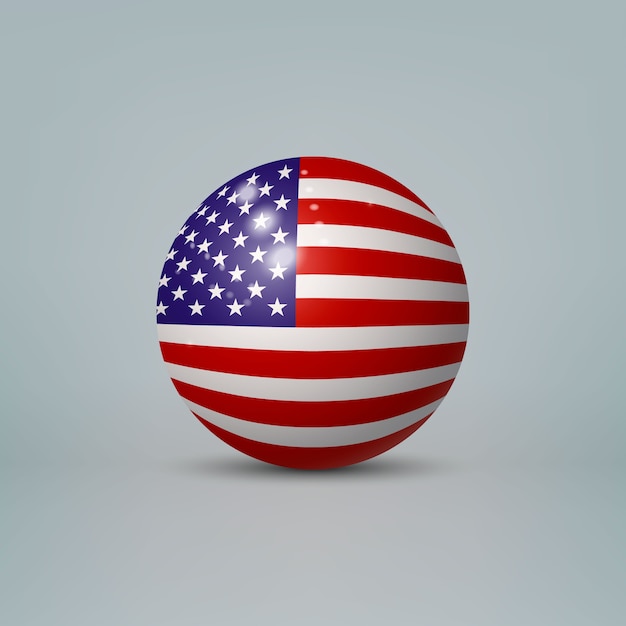 Boule Ou Sphère En Plastique Brillant Réaliste 3d Avec Le Drapeau Des états-unis